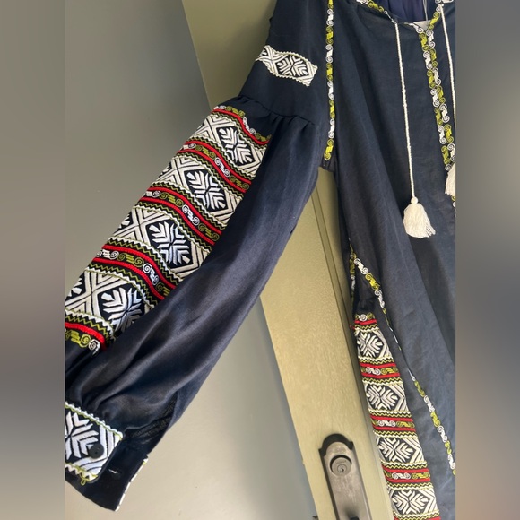 NEW  100% Linen, Vyshyta Boho Dress - Slavic traditional embroidered detailing 💙 - Picture 6 of 9
